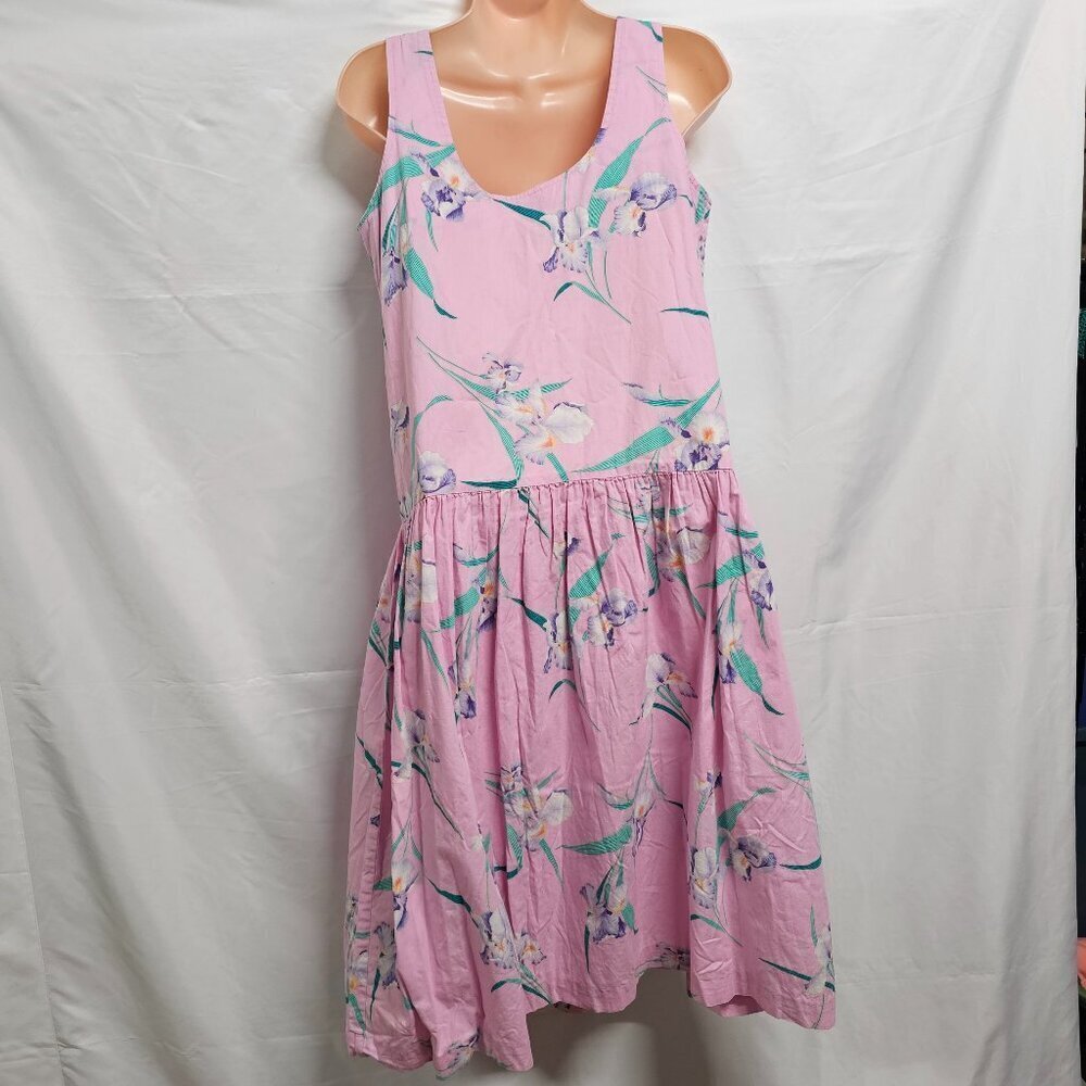 The Kapaia Stitchery Hawaiian Pleated Dress Women Size 12 Pink Tropical - Picture 6 of 8